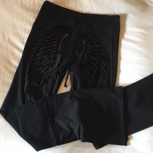 Black Sinful Angel Wing Sweatpants